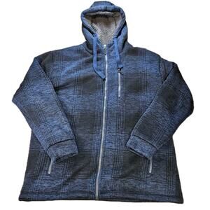 Men's Stillwater Supply Co Zip Up Shacket Blue Sherpa Lined Hooded Size XL